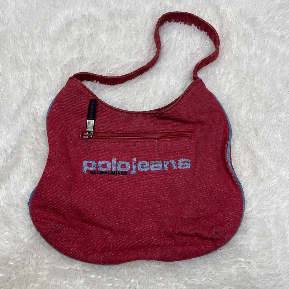 Polo Jeans Co Ralph Lauren Denim Purse Red W/Blue Trim Y2K Casual Classic